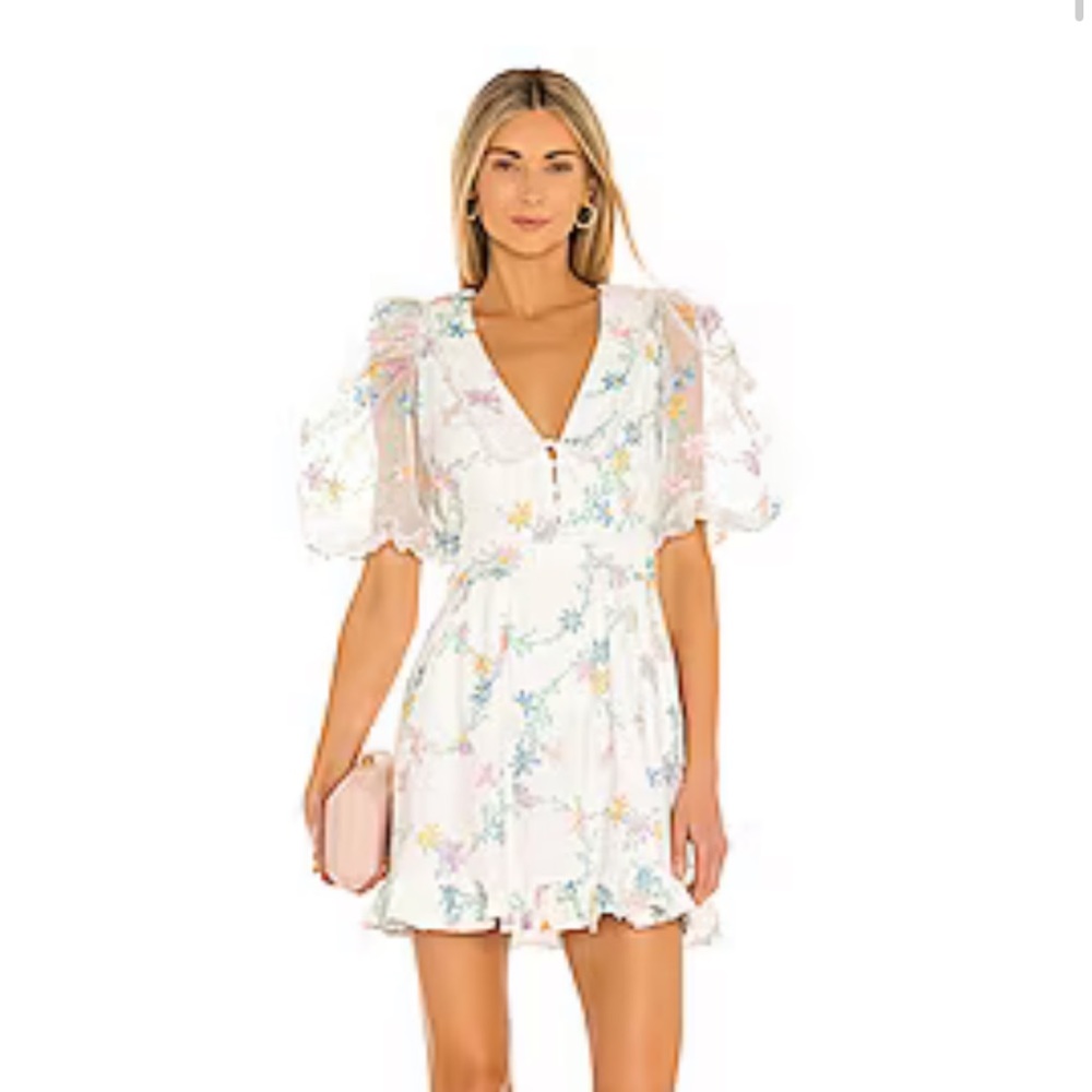 For Love and Lemons Majorie Mini Dress in Ivory